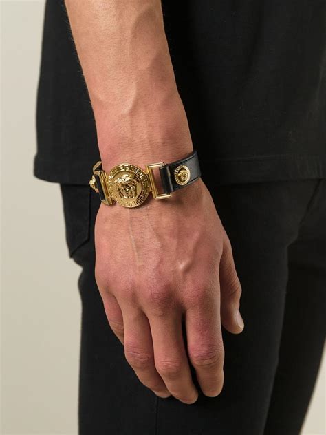 versace men's medusa leather cuff bracelet|versace medusa leather bracelet.